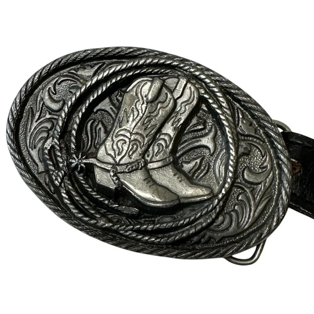 Chambers Genuine Top Grain Leather Large Stainless Oval Buckle Western Belt, 37